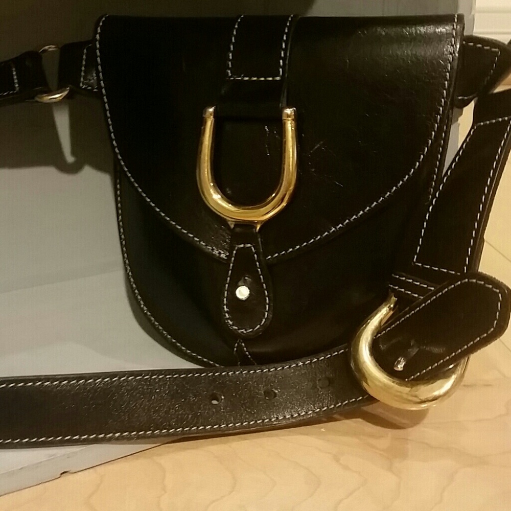 Bag leather  hip  with  belt